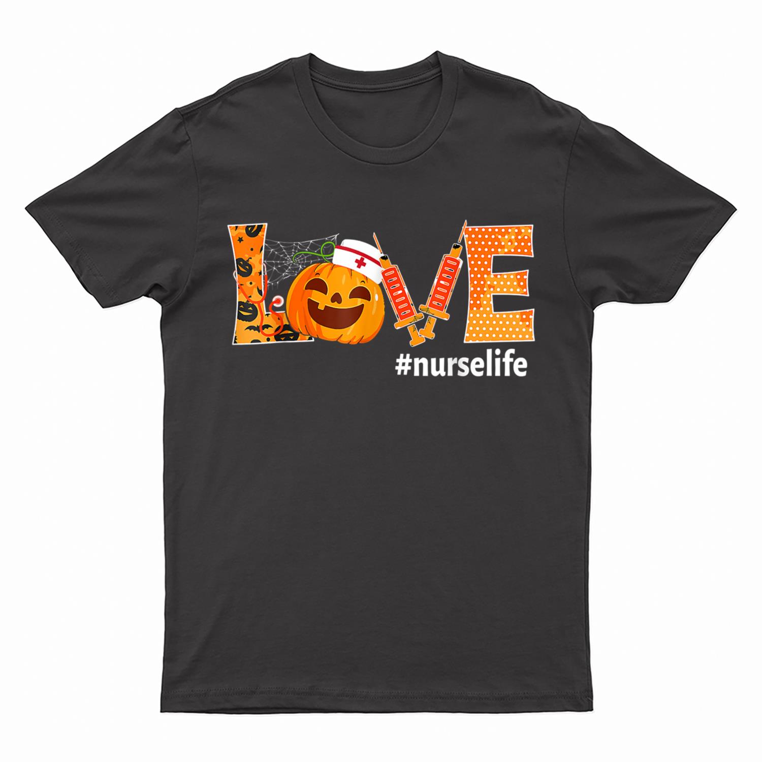 Love Nurse Pumpkin Fall Funny Nursing Halloween Costume T-Shirt