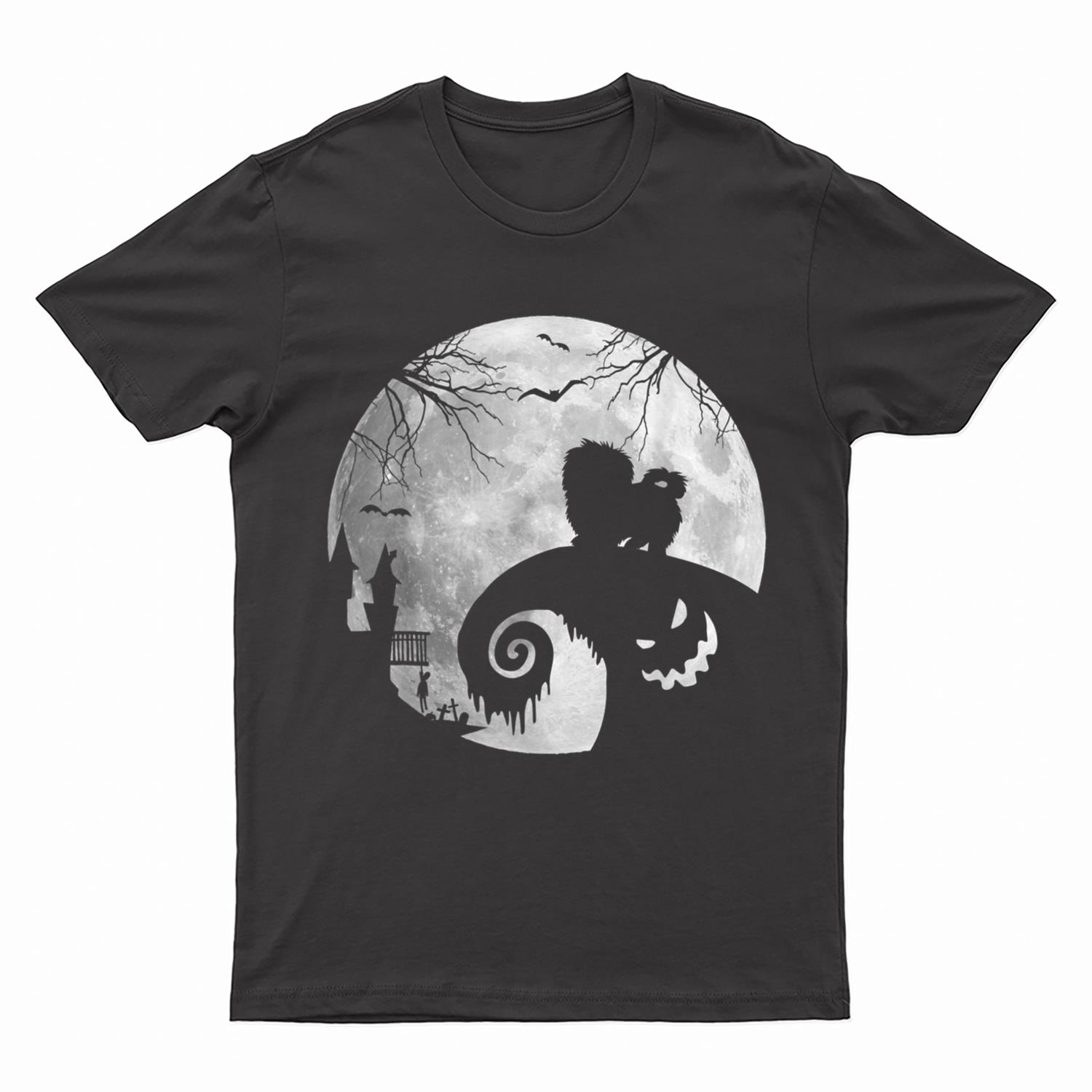 Maltese Dog And Moon Halloween Costume Dog Lover Funny Gifts T-Shirt