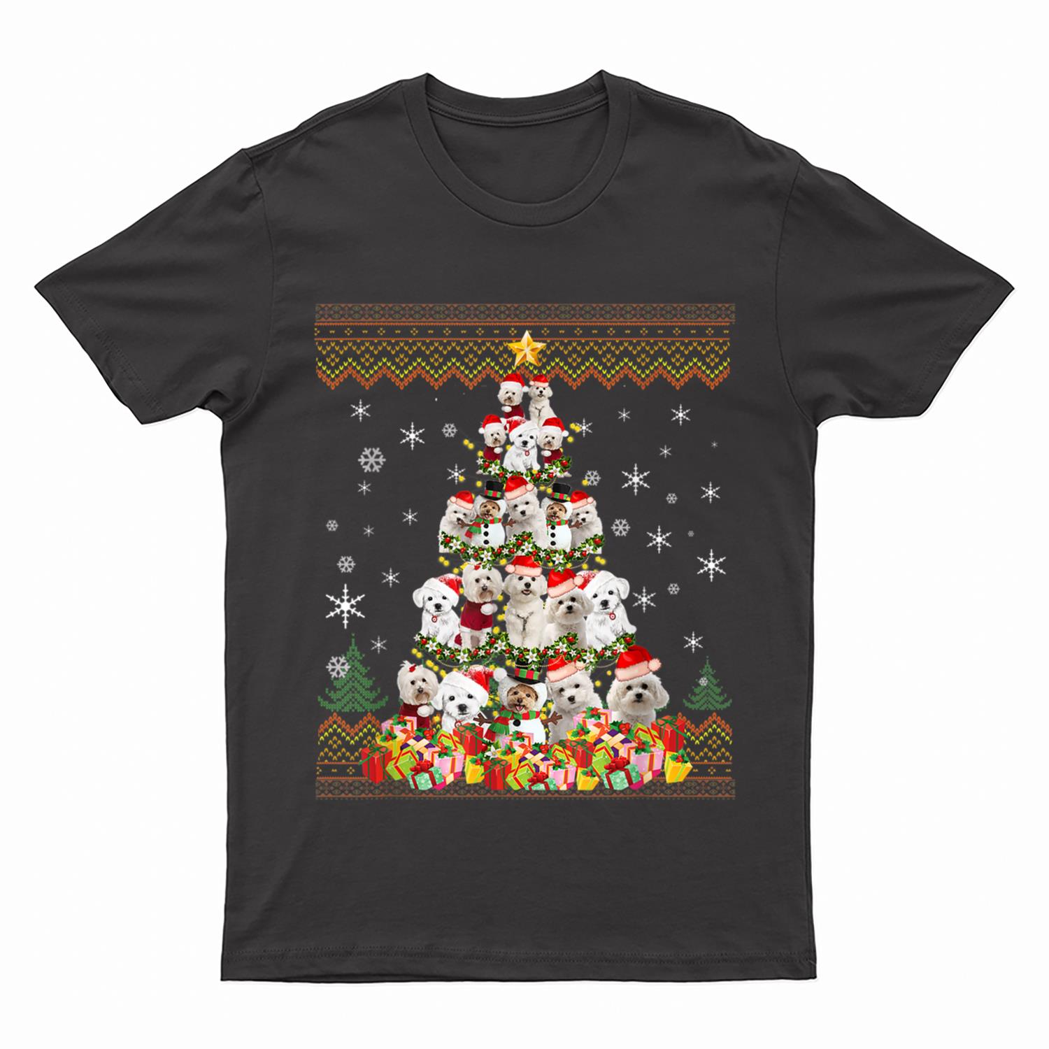 Maltese Dog Christmas Lights Christmas T-Shirt