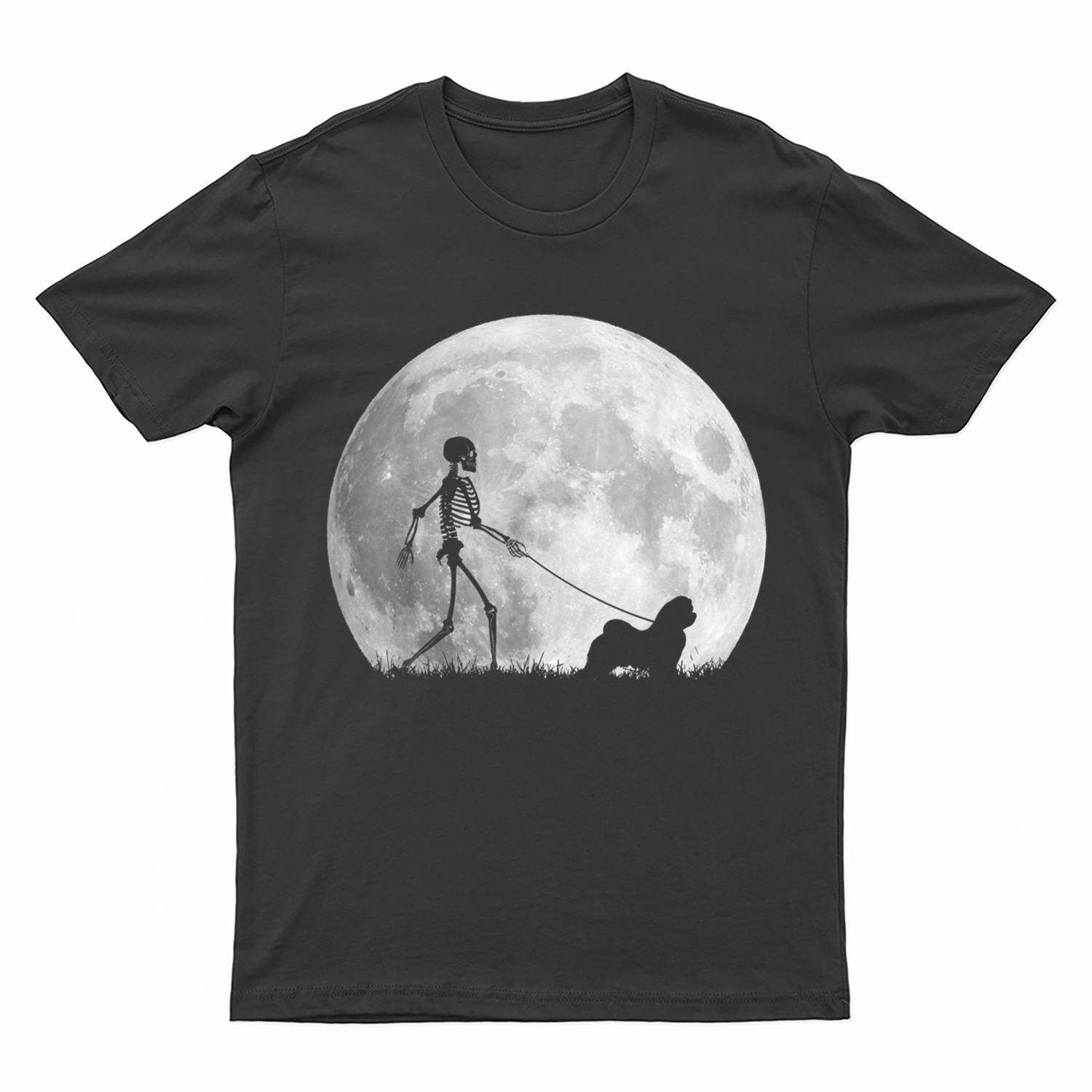 Maltese Halloween Skeleton Funny Dog T-Shirt