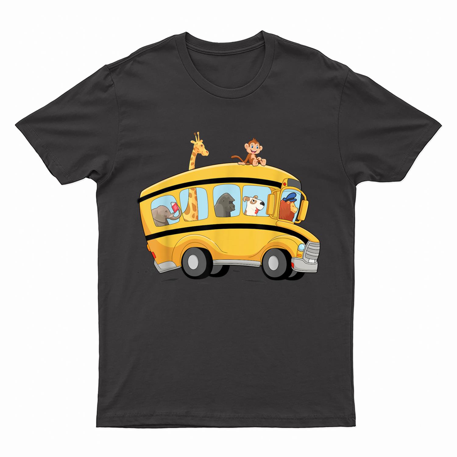 lion,Dog and Monkey in a School Bus Funny T-Shirt